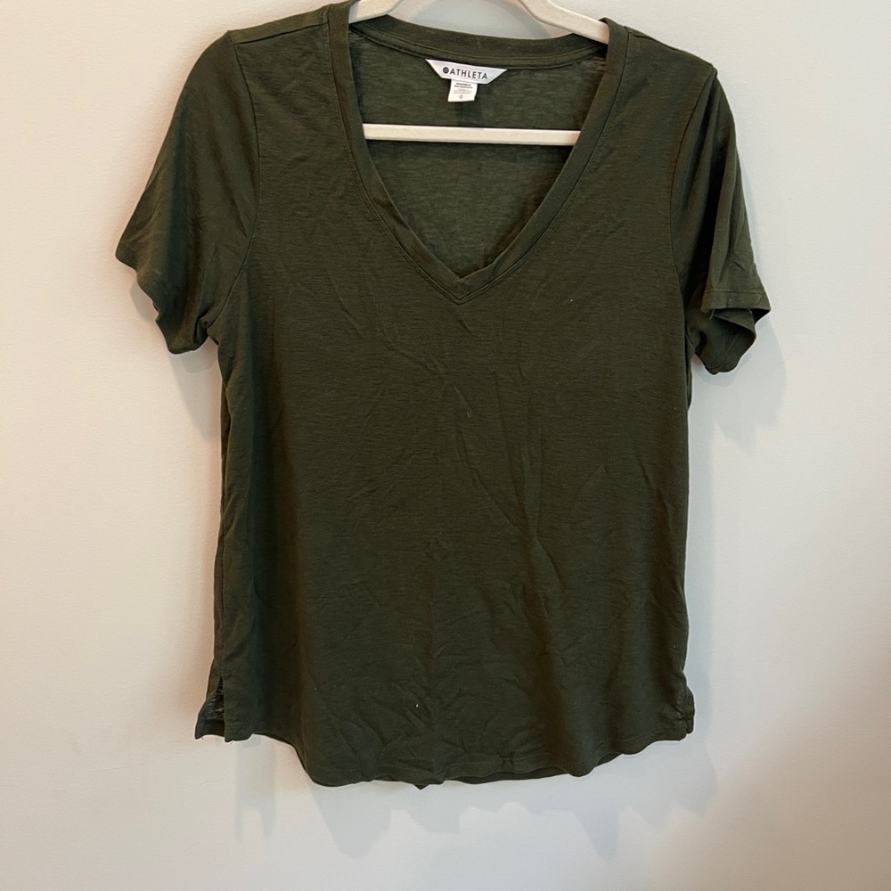 Athleta Women's Dark Green V-Neck Tee